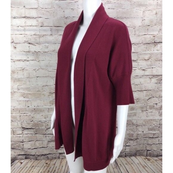 Chicos Cardigan Size 2 Sweater Angora Blend Open Front Cranberry EUC - Picture 3 of 10